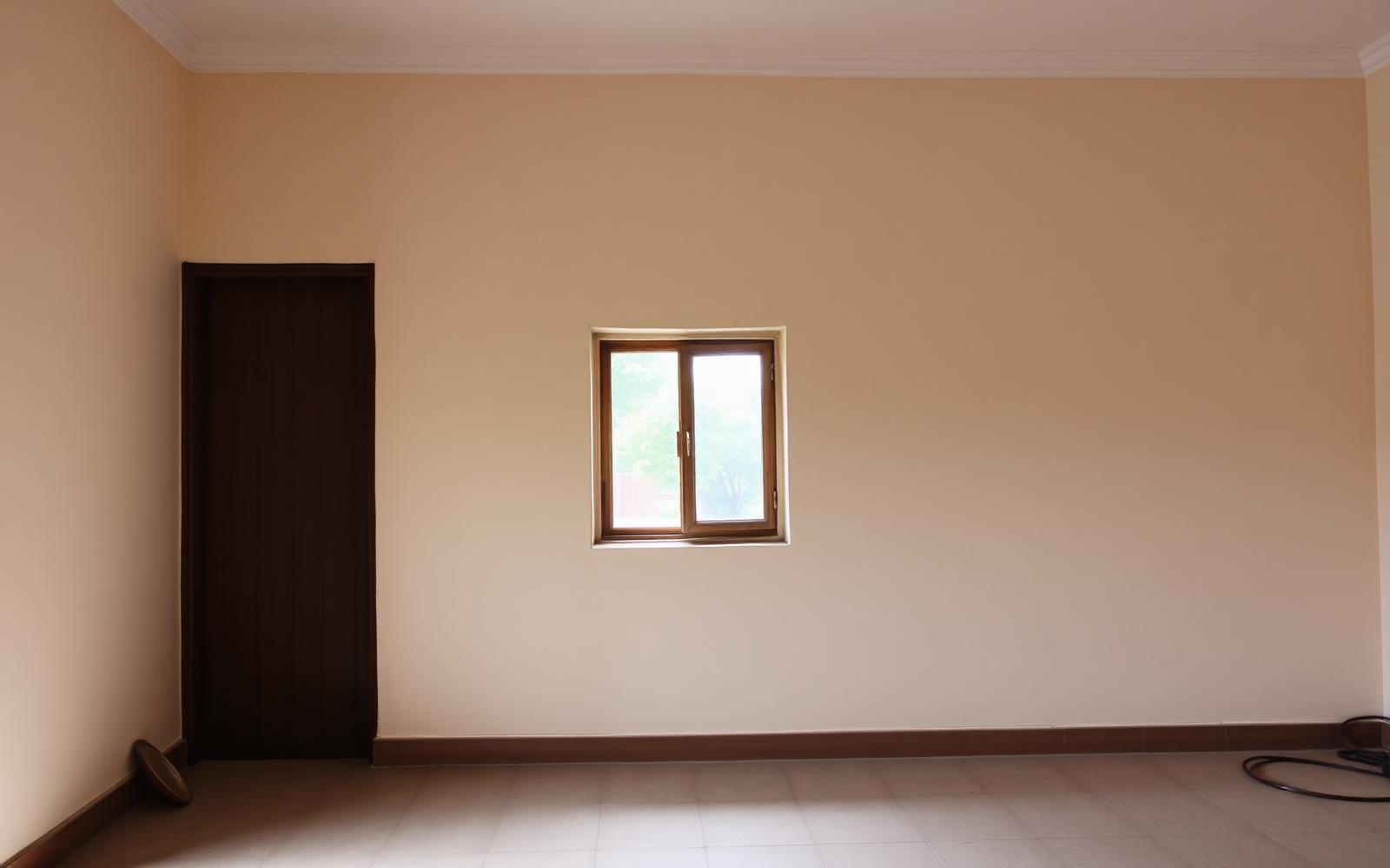 Ordinary older window opening in a plain room